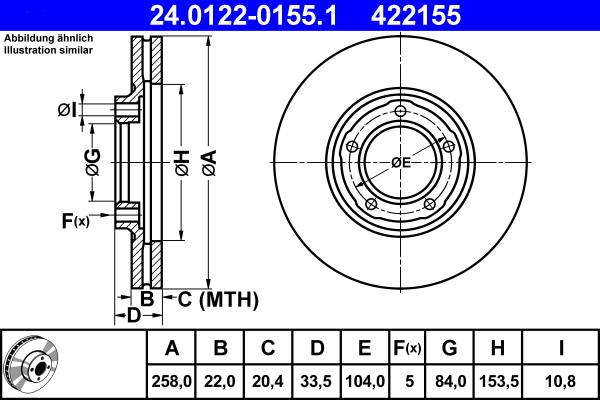 ATE 24.0122-0155.1 - Bremžu diski www.autospares.lv