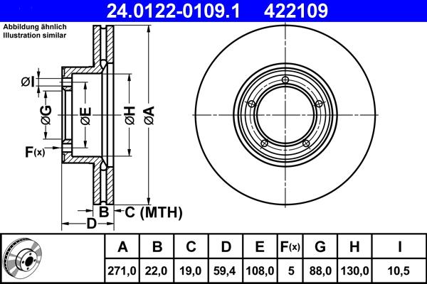 ATE 24.0122-0109.1 - Bremžu diski www.autospares.lv