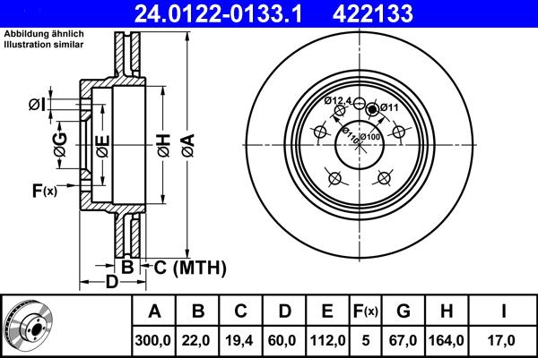 ATE 24.0122-0133.1 - Bremžu diski www.autospares.lv