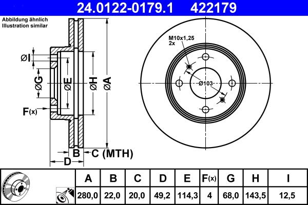 ATE 24.0122-0179.1 - Bremžu diski autospares.lv