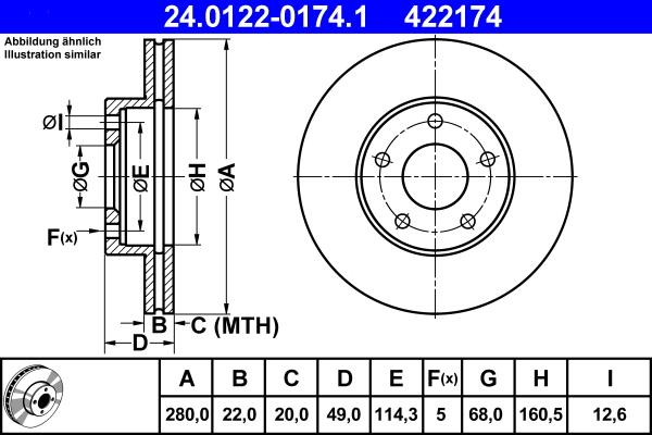 ATE 24.0122-0174.1 - Bremžu diski www.autospares.lv