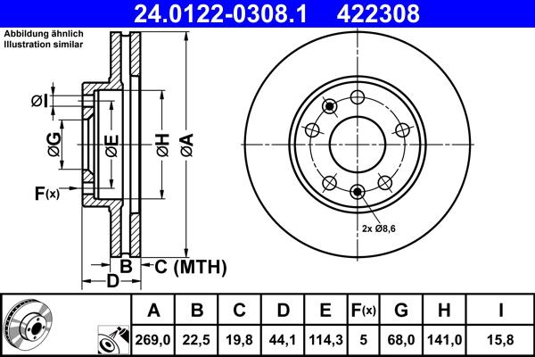 ATE 24.0122-0308.1 - Bremžu diski www.autospares.lv