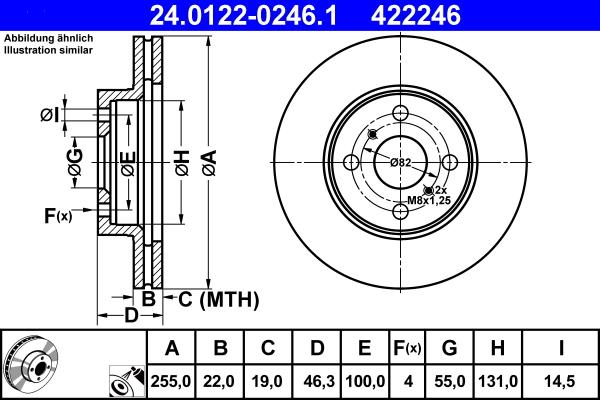 ATE 24.0122-0246.1 - Bremžu diski www.autospares.lv