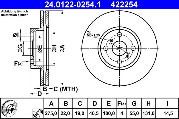 ATE 24.0122-0254.1 - Bremžu diski www.autospares.lv