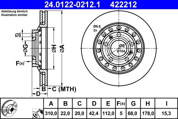 ATE 24.0122-0212.1 - Тормозной диск www.autospares.lv