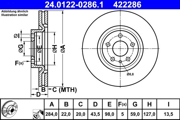 ATE 24.0122-0286.1 - Bremžu diski www.autospares.lv