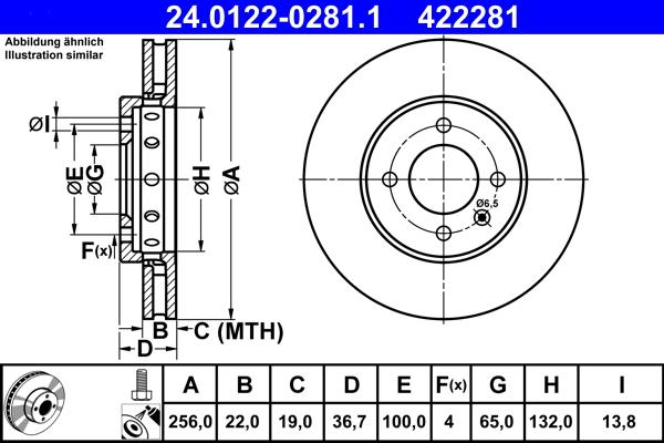 ATE 24.0122-0281.1 - Brake Disc www.autospares.lv