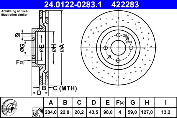 ATE 24.0122-0283.1 - Bremžu diski autospares.lv