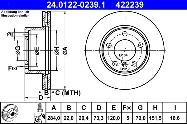 ATE 24.0122-0239.1 - Bremžu diski www.autospares.lv