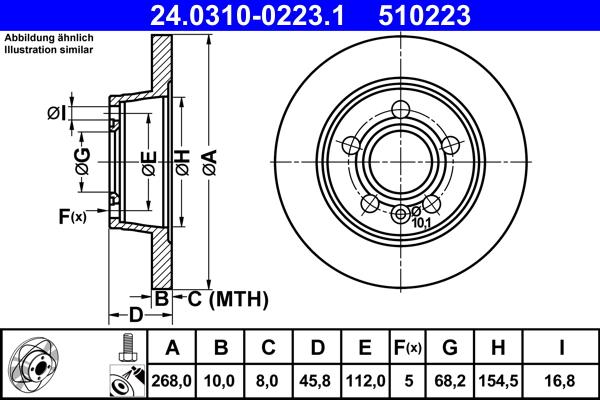 ATE 24.0310-0223.1 - Bremžu diski autospares.lv