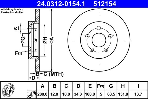 ATE 24.0312-0154.1 - Bremžu diski autospares.lv