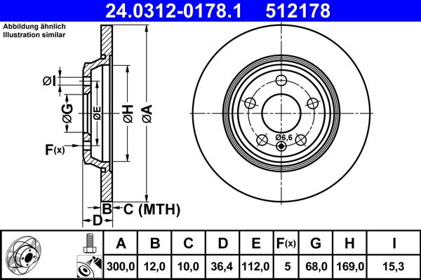 ATE 24.0312-0178.1 - Тормозной диск www.autospares.lv