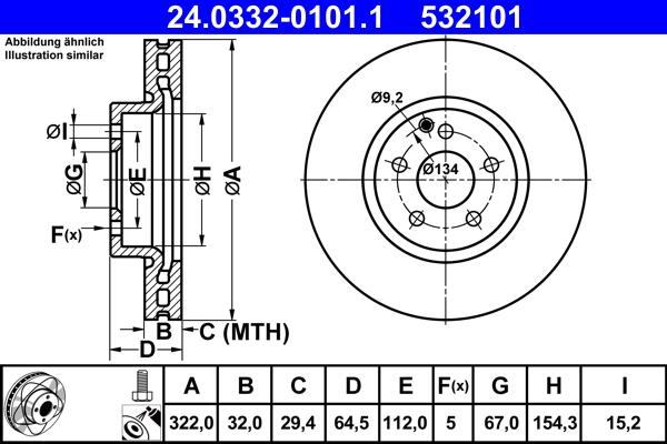 ATE 24.0332-0101.1 - Bremžu diski www.autospares.lv