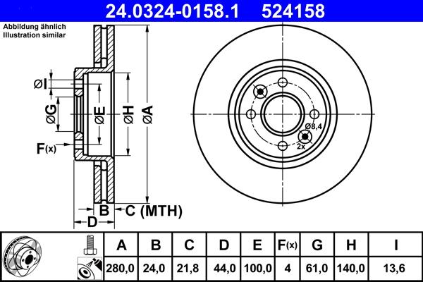 ATE 24.0324-0158.1 - Bremžu diski www.autospares.lv