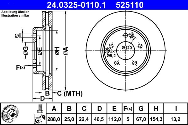 ATE 24.0325-0110.1 - Bremžu diski www.autospares.lv