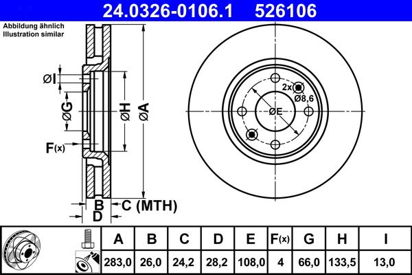 ATE 24.0326-0106.1 - Тормозной диск www.autospares.lv