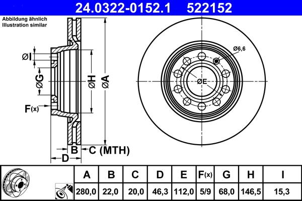 ATE 24.0322-0152.1 - Bremžu diski www.autospares.lv