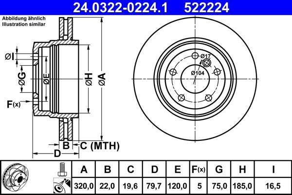 ATE 24.0322-0224.1 - Bremžu diski www.autospares.lv