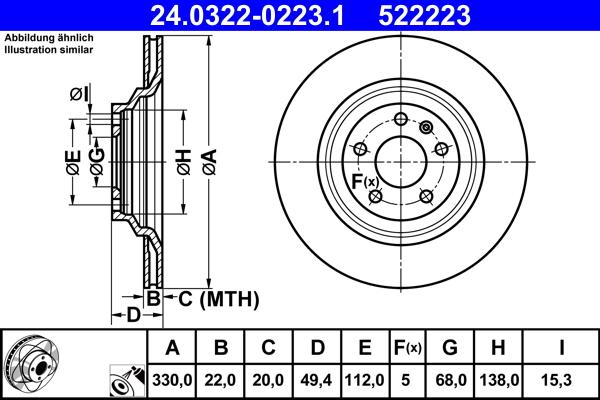 ATE 24.0322-0223.1 - Bremžu diski www.autospares.lv