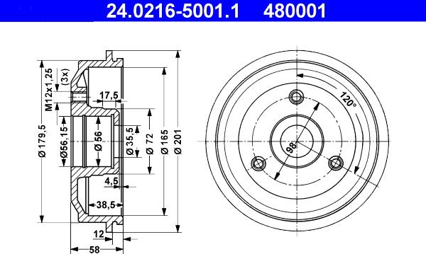 ATE 24.0216-5001.1 - Тормозной барабан www.autospares.lv