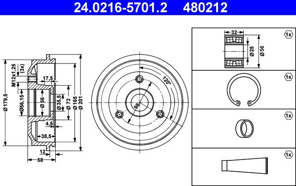 ATE 24.0216-5701.2 - Тормозной барабан www.autospares.lv