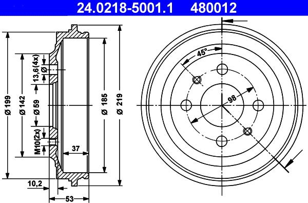 ATE 24.0218-5001.1 - Bremžu trumulis www.autospares.lv