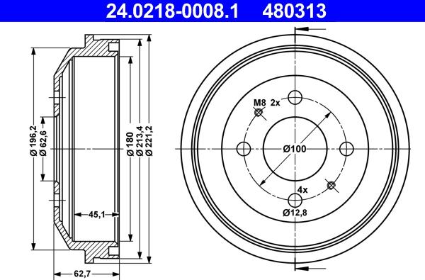 ATE 24.0218-0008.1 - Bremžu trumulis www.autospares.lv