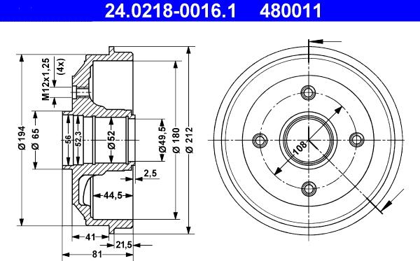 ATE 24.0218-0016.1 - Bremžu trumulis www.autospares.lv