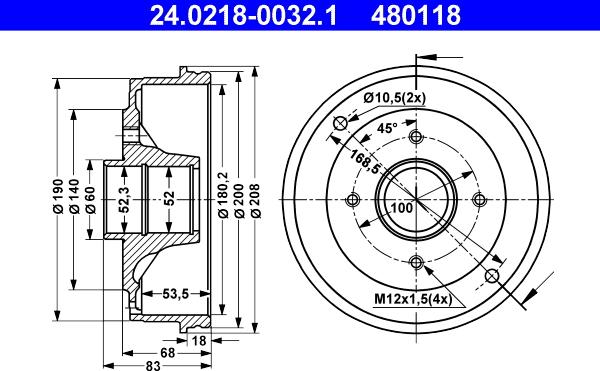 ATE 24.0218-0032.1 - Bremžu trumulis www.autospares.lv