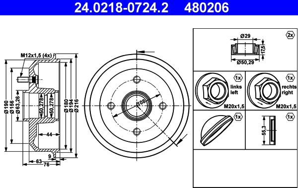 ATE 24.0218-0724.2 - Bremžu trumulis www.autospares.lv