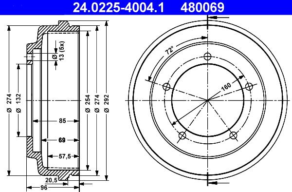 ATE 24.0225-4004.1 - Bremžu trumulis www.autospares.lv