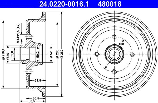 ATE 24.0220-0016.1 - Bremžu trumulis www.autospares.lv