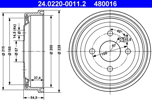 ATE 24.0220-0011.2 - Bremžu trumulis www.autospares.lv