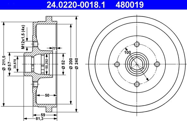 ATE 24.0220-0018.1 - Bremžu trumulis www.autospares.lv