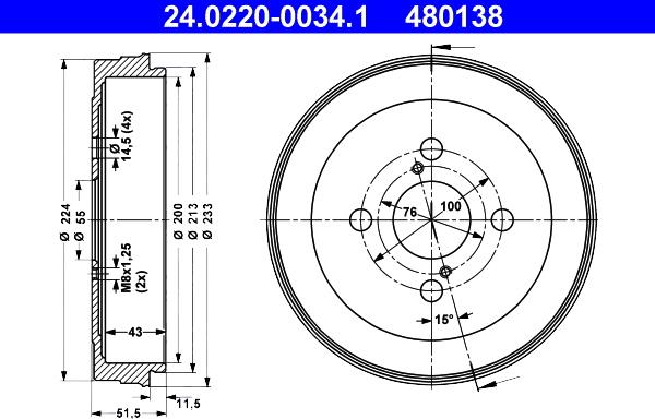 ATE 24.0220-0034.1 - Bremžu trumulis www.autospares.lv