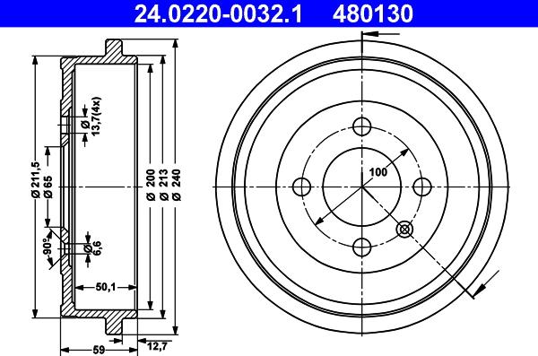 ATE 24.0220-0032.1 - Bremžu trumulis www.autospares.lv