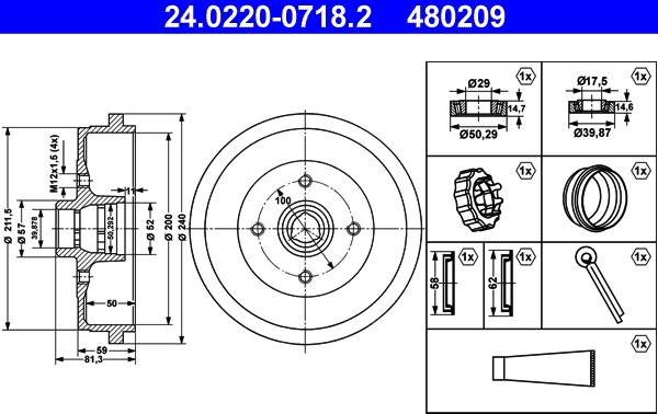 ATE 24.0220-0718.2 - Bremžu trumulis www.autospares.lv