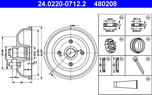 ATE 24.0220-0712.2 - Brake Drum www.autospares.lv