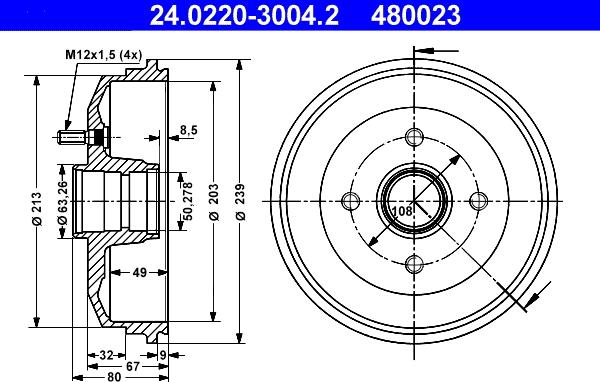 ATE 24.0220-3004.2 - Bremžu trumulis www.autospares.lv