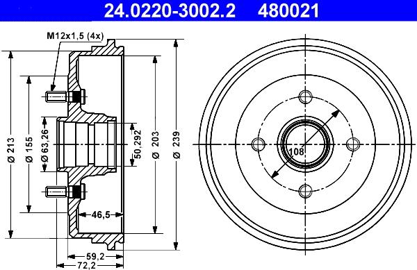 ATE 24.0220-3002.2 - Bremžu trumulis www.autospares.lv