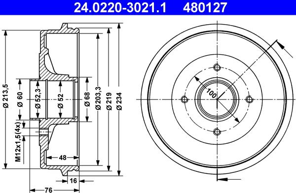 ATE 24.0220-3021.1 - Bremžu trumulis www.autospares.lv