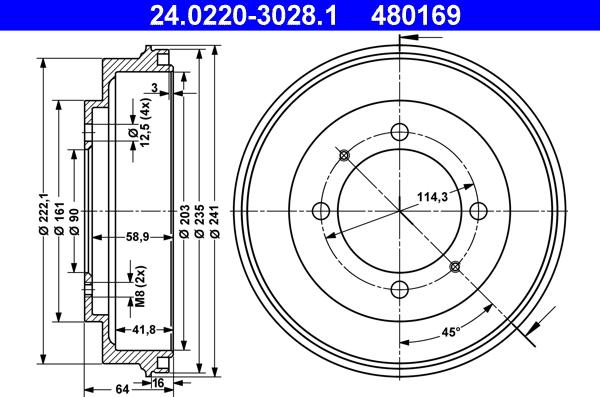 ATE 24.0220-3028.1 - Bremžu trumulis autospares.lv