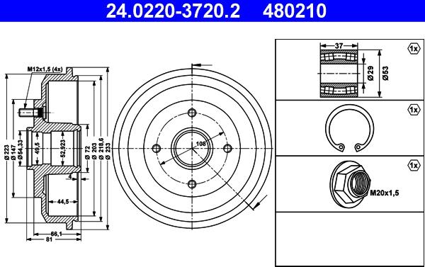 ATE 24.0220-3720.2 - Bremžu trumulis www.autospares.lv