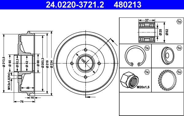 ATE 24.0220-3721.2 - Bremžu trumulis www.autospares.lv