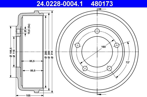 ATE 24.0228-0004.1 - Bremžu trumulis www.autospares.lv