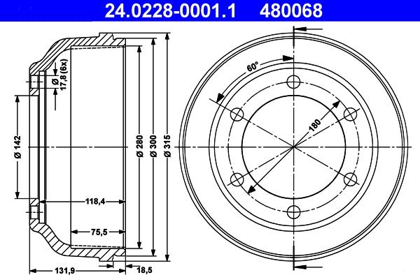 ATE 24.0228-0001.1 - Bremžu trumulis www.autospares.lv