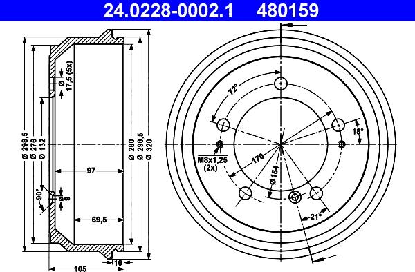 ATE 24.0228-0002.1 - Bremžu trumulis www.autospares.lv