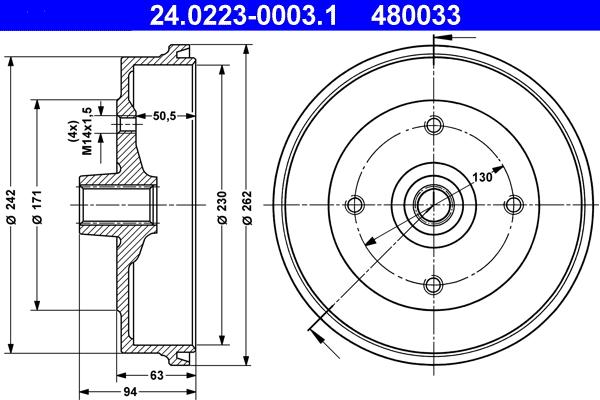 ATE 24.0223-0003.1 - Bremžu trumulis www.autospares.lv