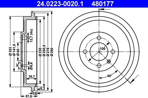 ATE 24.0223-0020.1 - Brake Drum www.autospares.lv