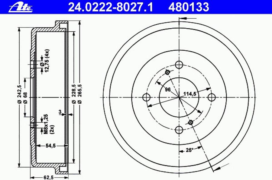 ATE 24022280271 - Bremžu trumulis www.autospares.lv